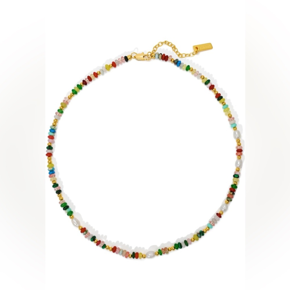 CAFFTI Beaded Necklace for Women 18K Gold Plated.